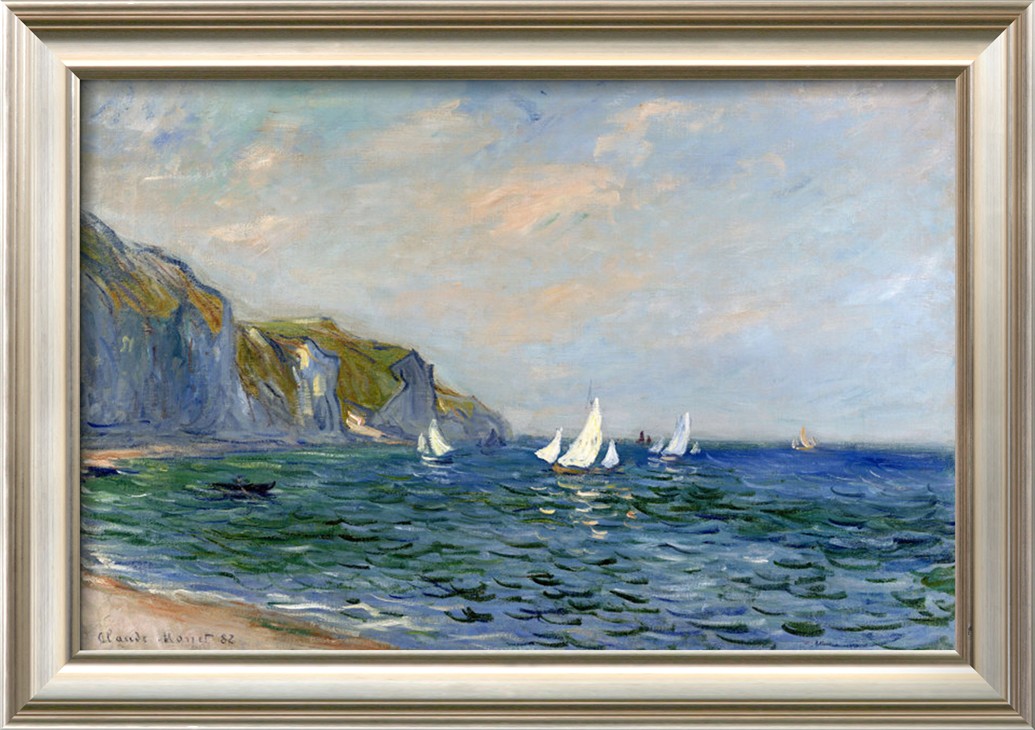 Cliffs And Sailboats At Pourvill-Claude Monet Painting